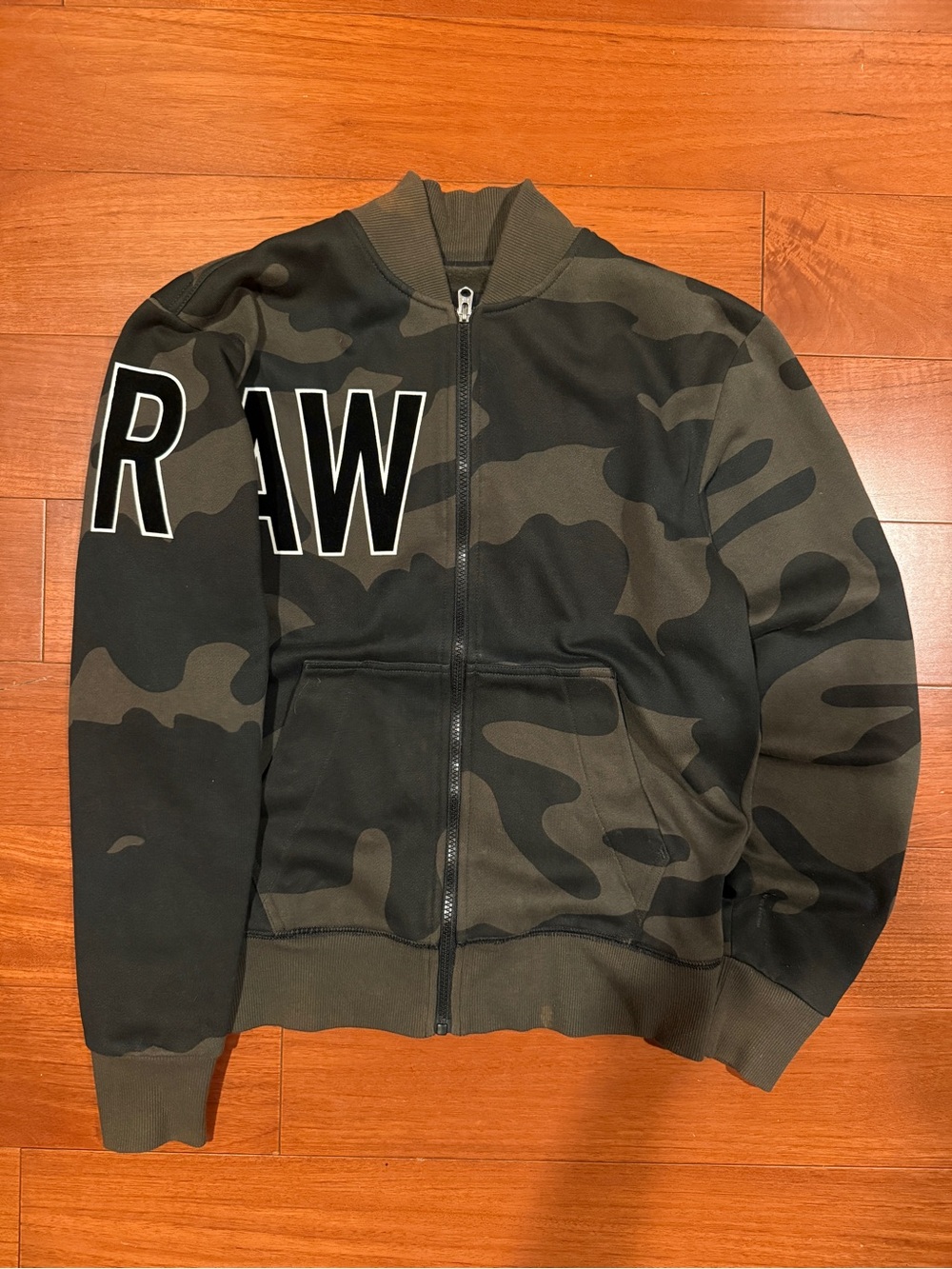 G-Star Raw Olive Green and Black Camo Zip Jacket